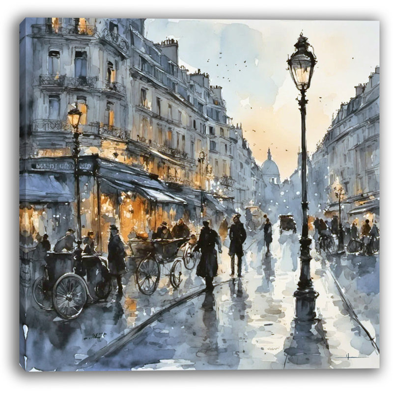 Art mural sur toile Parisian Evening Glow, H 12 po x l 12 po x P 1 po