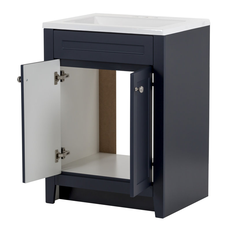 24.5" Single Bathroom Vanity With Cultured Marble Top, Deep Blue