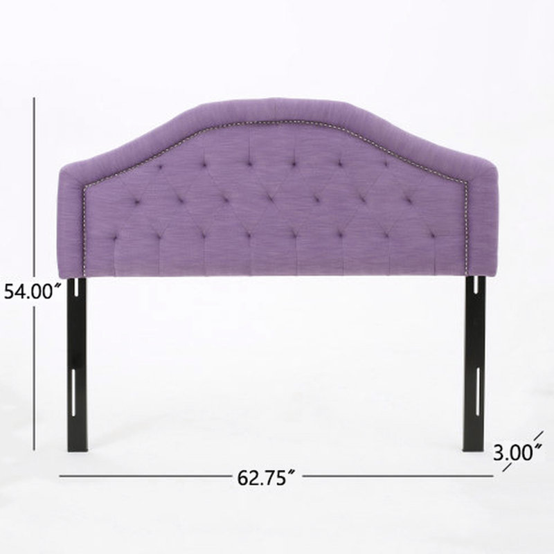 Tête de lit pour lit - Style contemporain avec motif tapissier et garniture cloutée fraîche, Lit double, Mauve clair