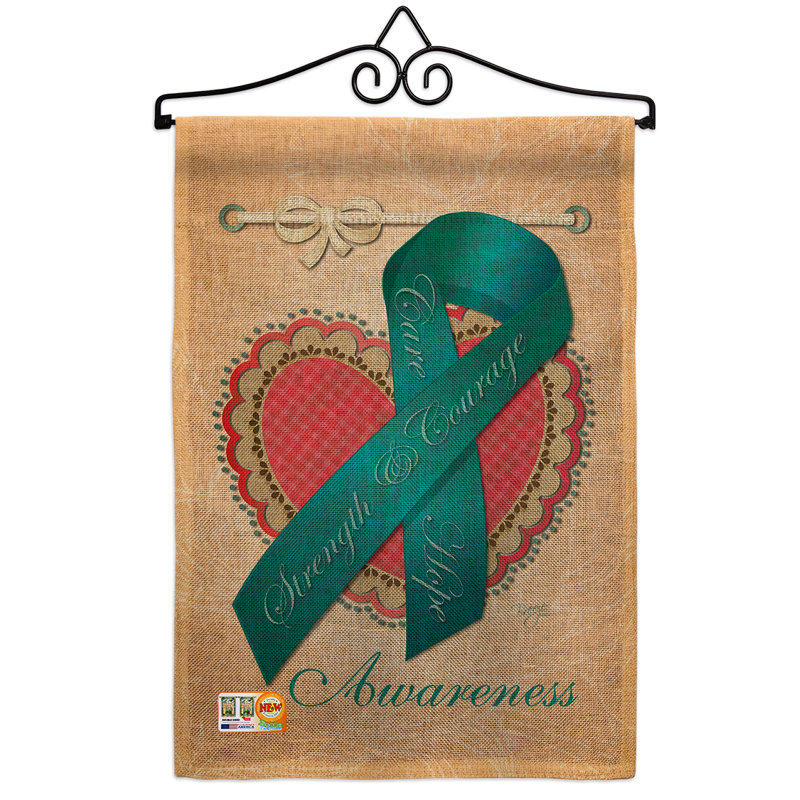 Support inspiration en toile jute de 2 côtés en toile jute 19 x 13 po de l’ovaire aware drapeau de jardin
