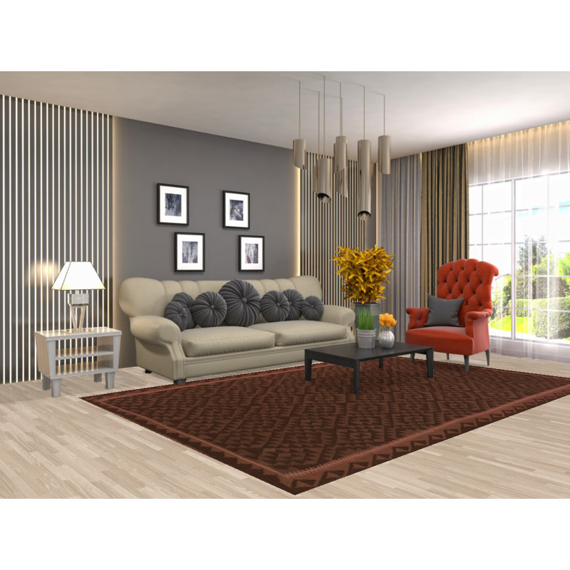 Tapis oriental brun / rose Kilim 6 x 10