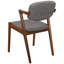 Noyer foncé et gris Mid-Century moderne paire de chaises de salle à manger 2 pièces