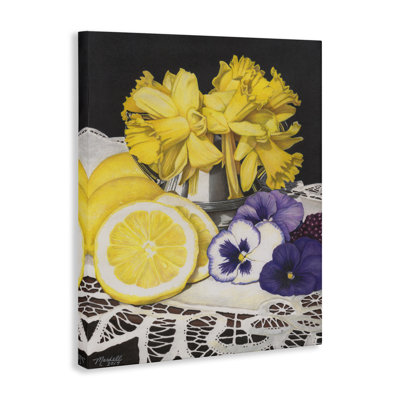 Daffodils & Lemons Still Life Canvas Wall Art by Mardell Schuster