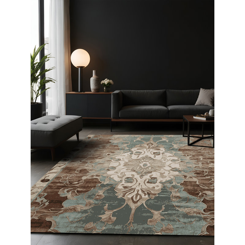 Tapis gris soyeux et moelleux, Carré 6 pi