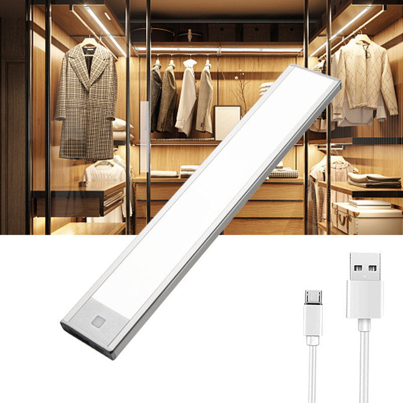 Capteur de mouvement à pile rechargeable 2000 mAh à DEL activé pour armoire de cuisine, Argent