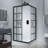 Cyrus 36" W x 36" D x 72" H Framed Double Sliding Square Shower Enclosure in Black Grid with Tempered Glass and Protective Coat