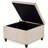 Large Square Storage Ottoman with Wooden Legs, Button Tufted Upholstered Coffee Table with Nail Trim, Beige-1020120621