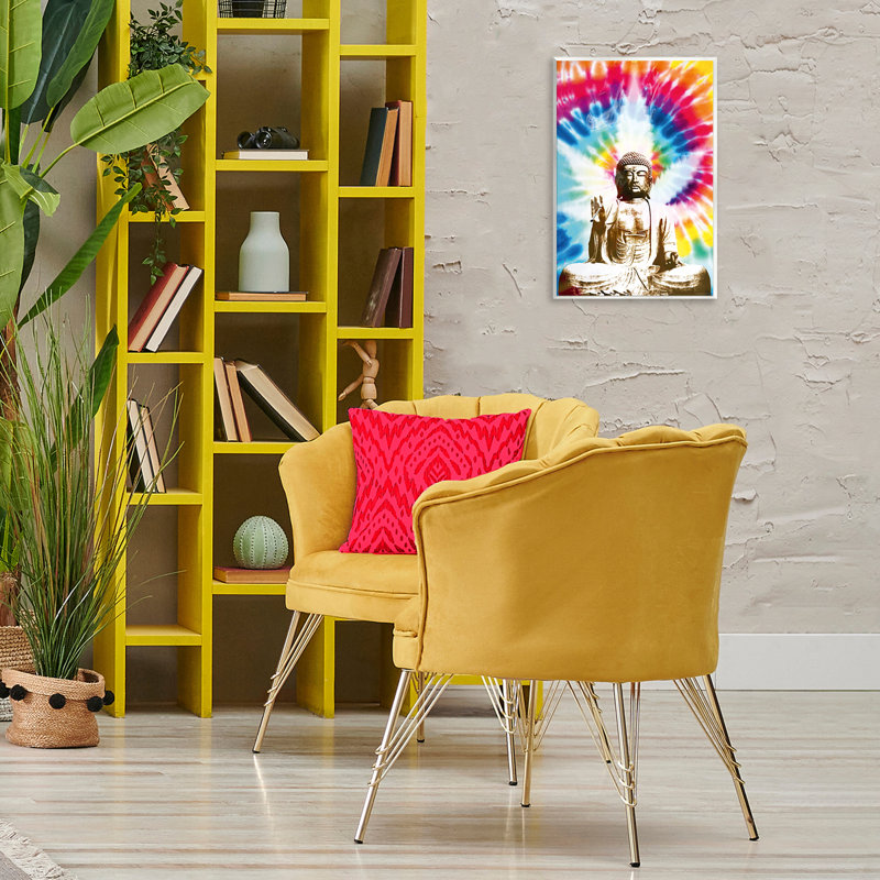 «Hippie Tie Dye Buddha», art mural sur bois par Reinders, H 19 po x l 13 po