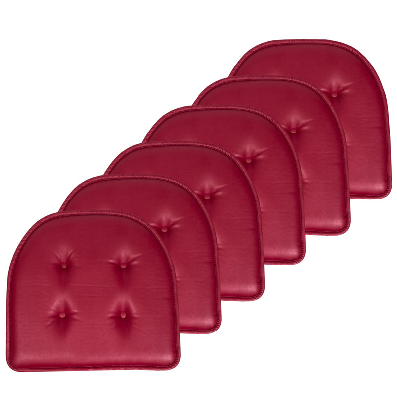 Faux Leather Indoor Chair Cushion/Pad, Black, Set of 6