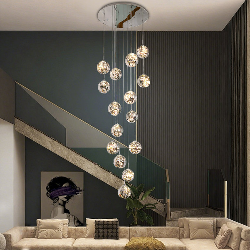 Long Chandeliers For High Ceilings,modern Crystal Pendant Light,raindrop Drop Lamp,hanging Flush Mount Lighting Fixtures For Spiral Staircase,foyer,entryway,living Room