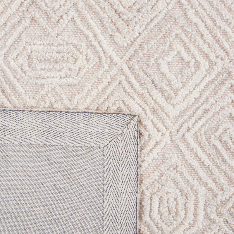 Tapis beige en laine et en coton touffeté à la main Anaissa, Rectangle 3 pi x 5 pi