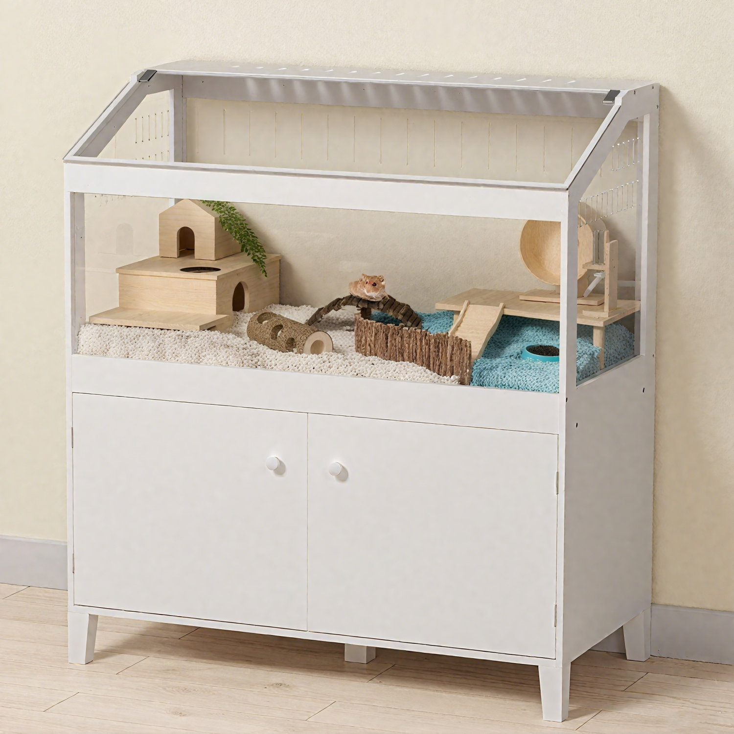 Image showcasing Tucker Murphy Pet™ Spacious Hamster Cage With Storage Cabinet & Easy ...
