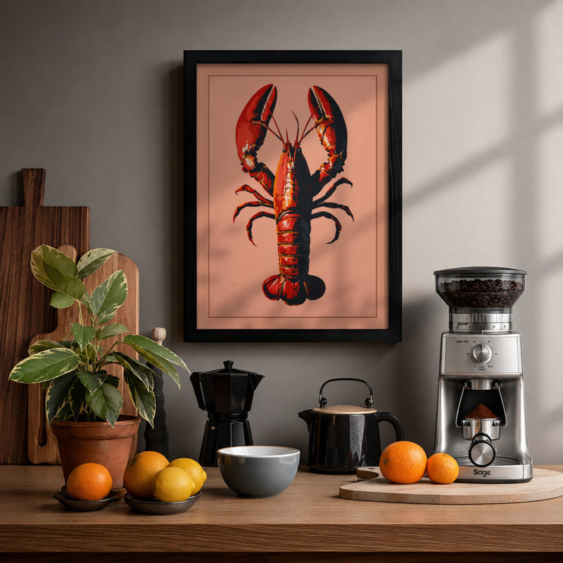 Lobster Study Modern - Framed Print, A2 - 59.4 x 42.0 cm, Black