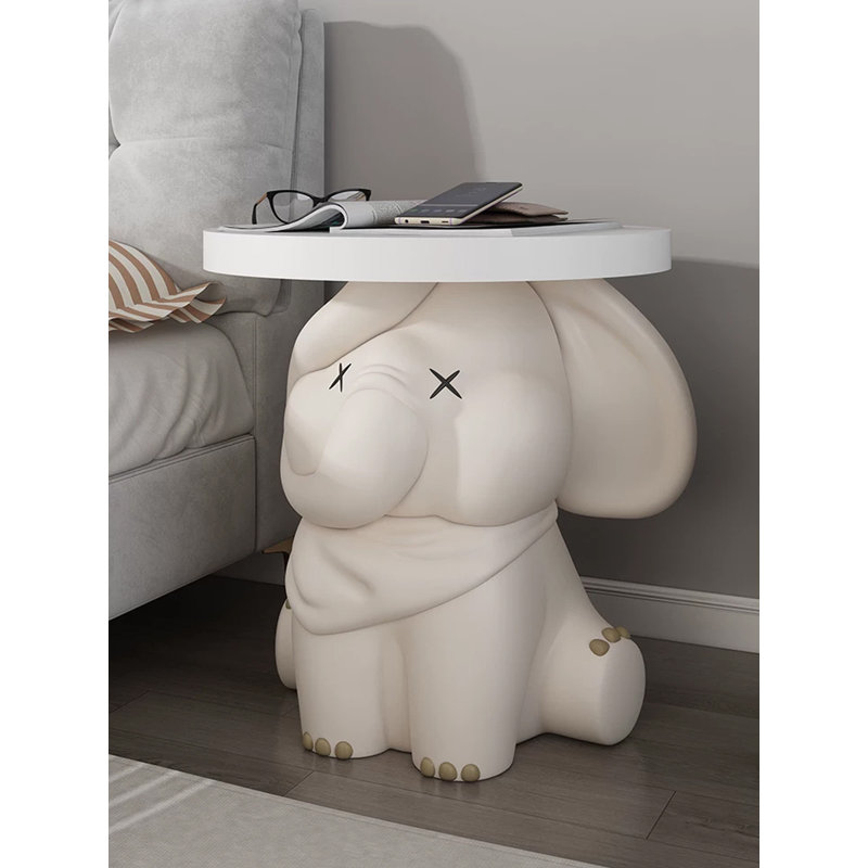Éléphant en résine de couleur crème avec plateau pour articles de décoration intérieure