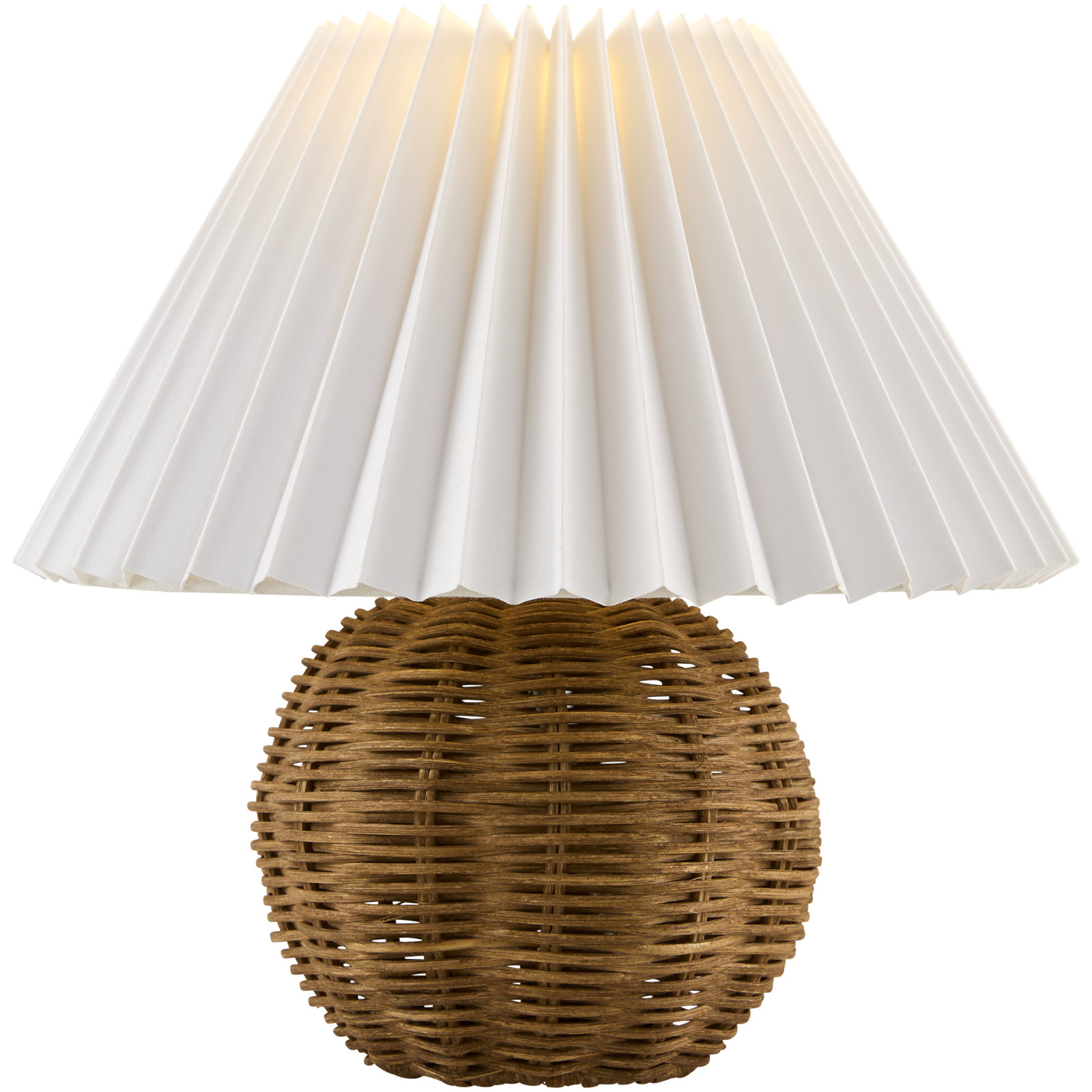 Chemise Rattan 10" Mini Table Lamp, Pleated Empire, Light Brown