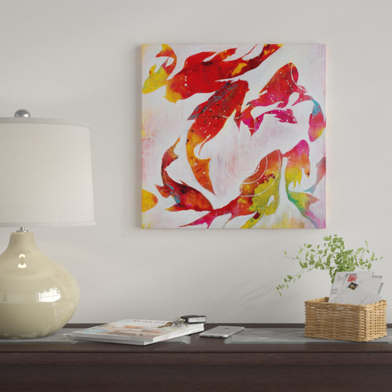 «Koi Pond», reproduction sur toile, H 12 po x l 12 po x P 0,75 po, Pas de tapis, Toile tendue