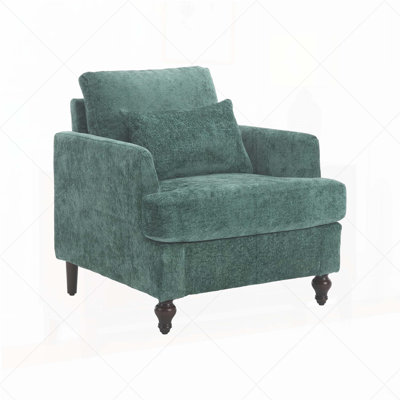 Wood Frame Chenille Armchair