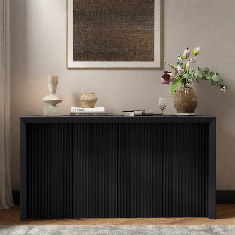 Console avec lignes simples et panneau arrière, Noir