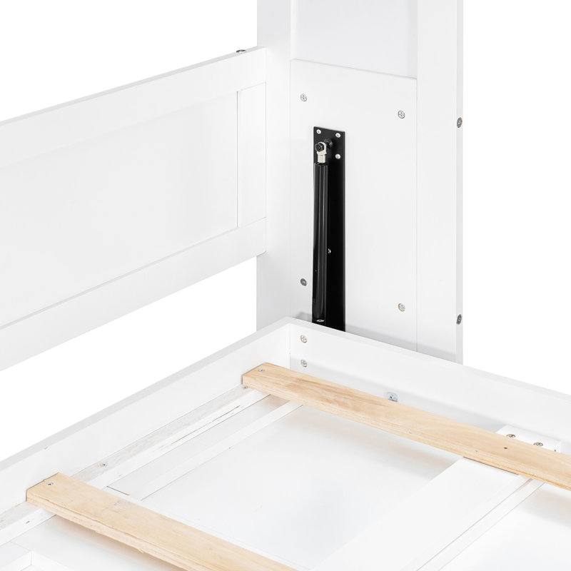 Grand lit, design, blanc, conduit sous, lit blanc encastré avec, imprimé, dessous, chargement