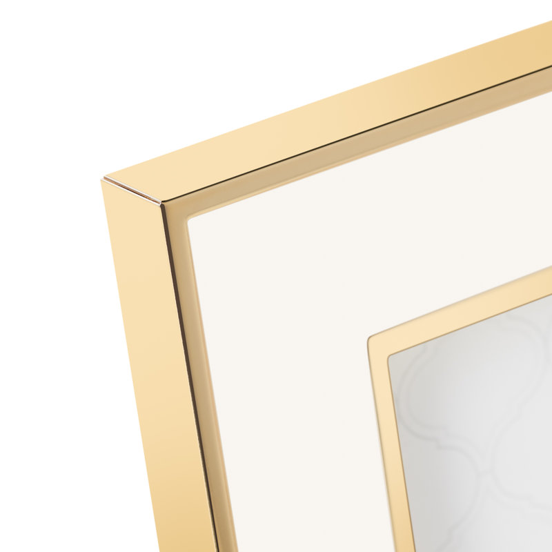 5x7 White Enamel Picture Frame with Electroplated Gold Trim