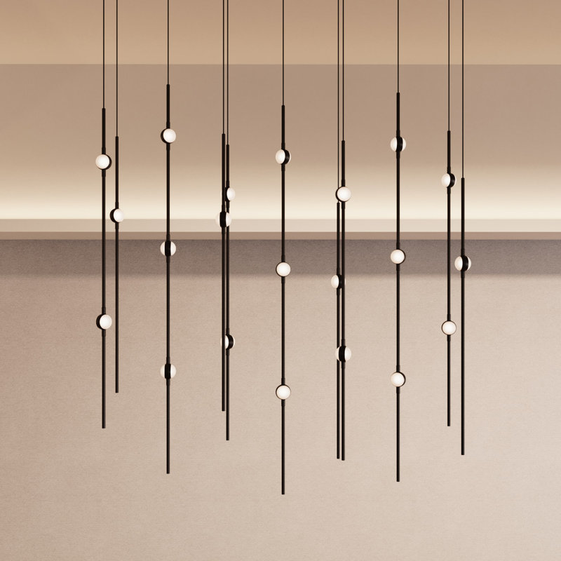 Constellation - Aries 12" Round LED Pendant - Satin Nickel Fixture - White Optical Acrylic Shade - 3000K - 120" Cable, 3000K