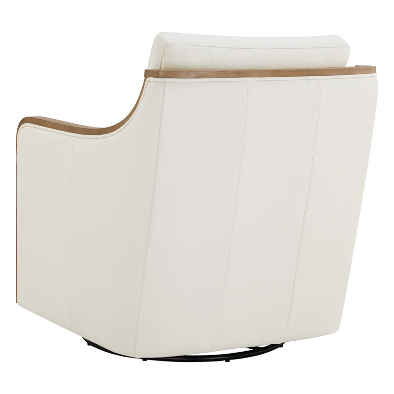 Fauteuil d'appoint pivotant en cuir Grayton, Cuir véritable lait de coco