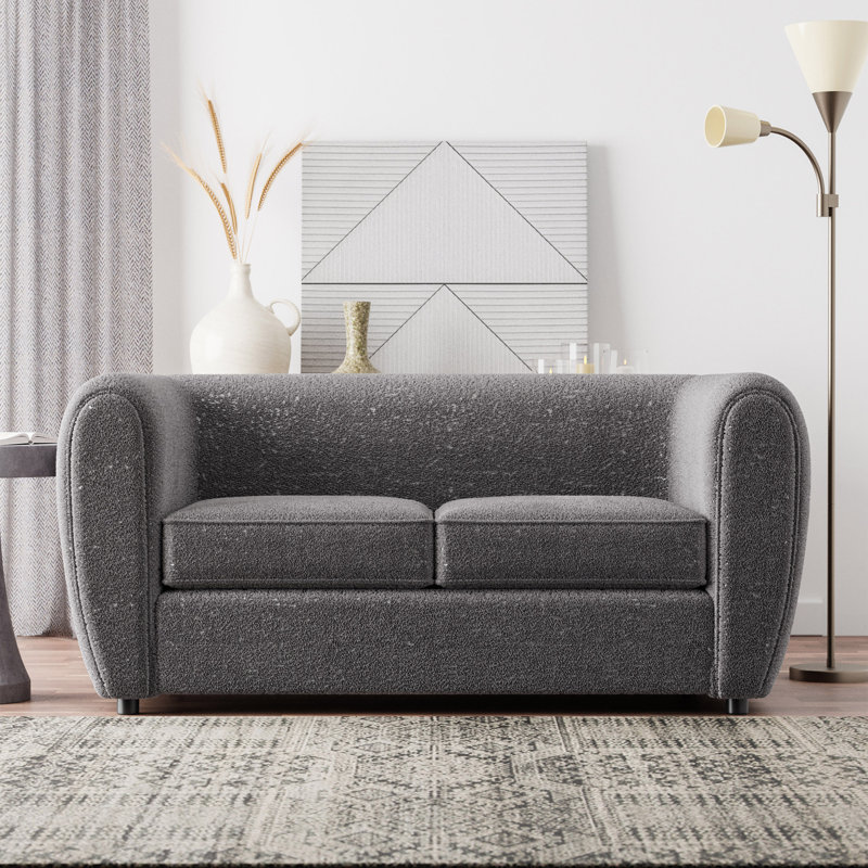 Celal 67'' Round Arm Loveseat, Charcoal Gray 100% Polyester