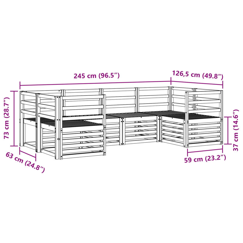245cm Wide Patio Sectional Set
