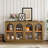 4-Door Large Storage Buffet Cabinet With Glass Doors, Arched Cabinet With Adjustable Shelves For Kitchen, Dining Room And Living Room (Old Pine)