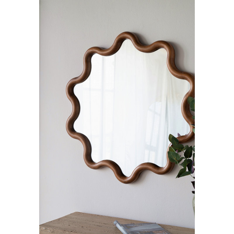 Miroir d'appoint 31 "x 30" en bois avec cadre unique, miroir mural pour le hall d'entrée de la chambre à coucher du salon