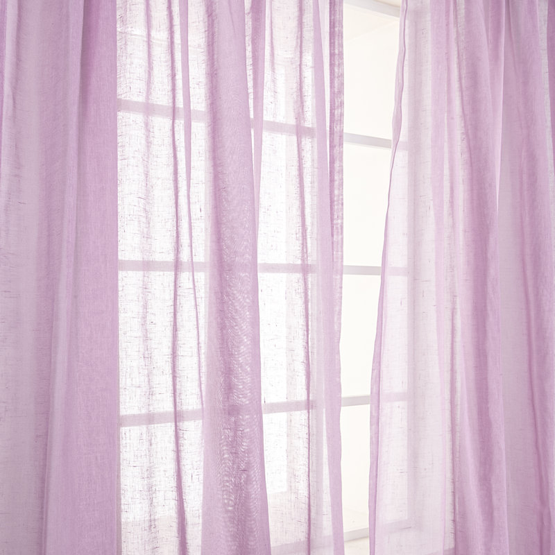 Paire de rideaux semi-transparents avec passe-tringle Rayna, Orchidée, L 52 po x L 96 po