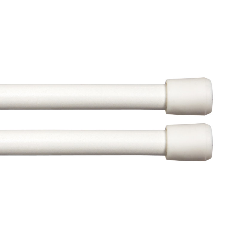 Wayfair Basics Bryd Spring Tension Rod, Adjustable Length, 7/16" Dia. Steel Tube, White, 28" - 48"