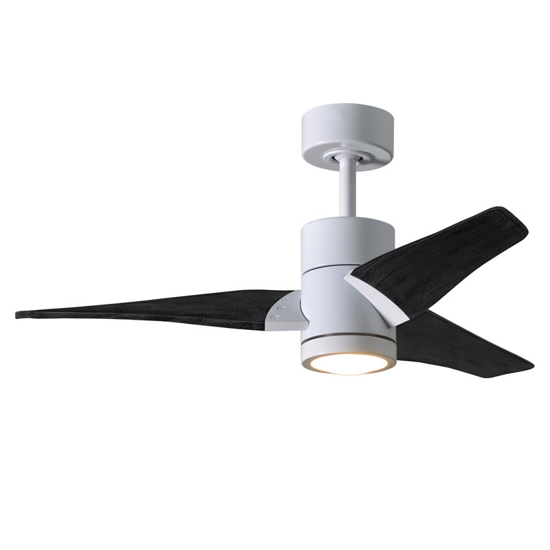 Ceiling Fan with LED Lights, Gloss White, Matte Black, 42"