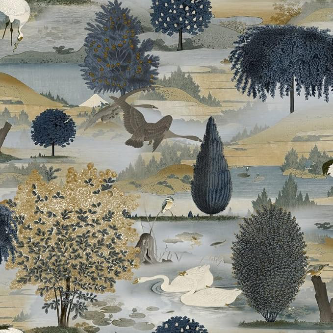 Otha 10m x 53cm Wallpaper Roll, Navy