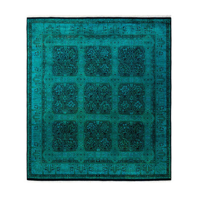 Tapis bleu sarcelle 8 pi 1 po x 9 pi One-of-a-Kind Yesima