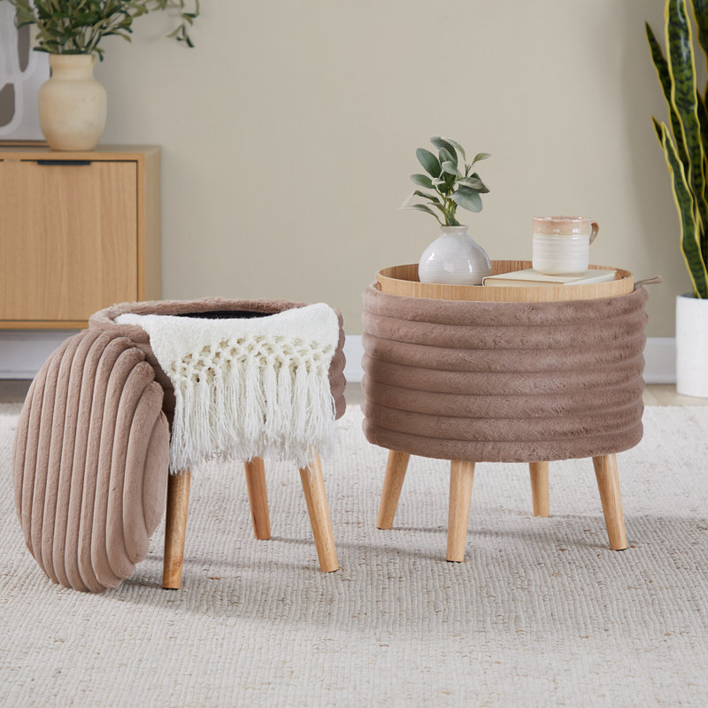 Ensemble de repose-pieds avec couvercle Tray, Brun