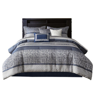 7 Piece Comforter Navy Queen - Luxury Enchant Chic