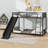 Sturdy Metal Bunk Bed With Slide, Twin Over Twin Design-364155921