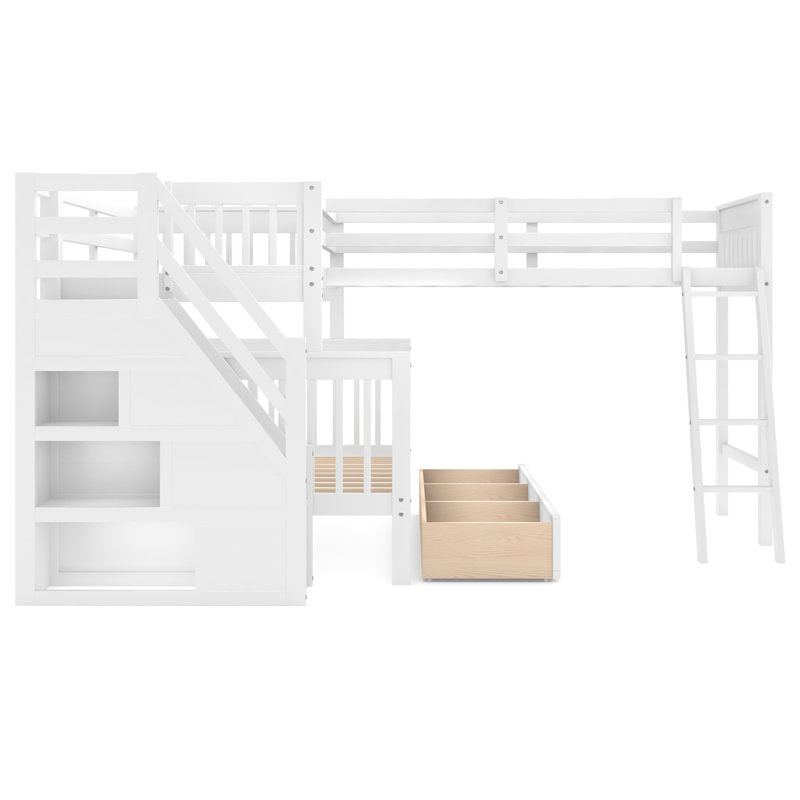 Enerson Kids Twin Over Full Bunk Bed with Drawers, White