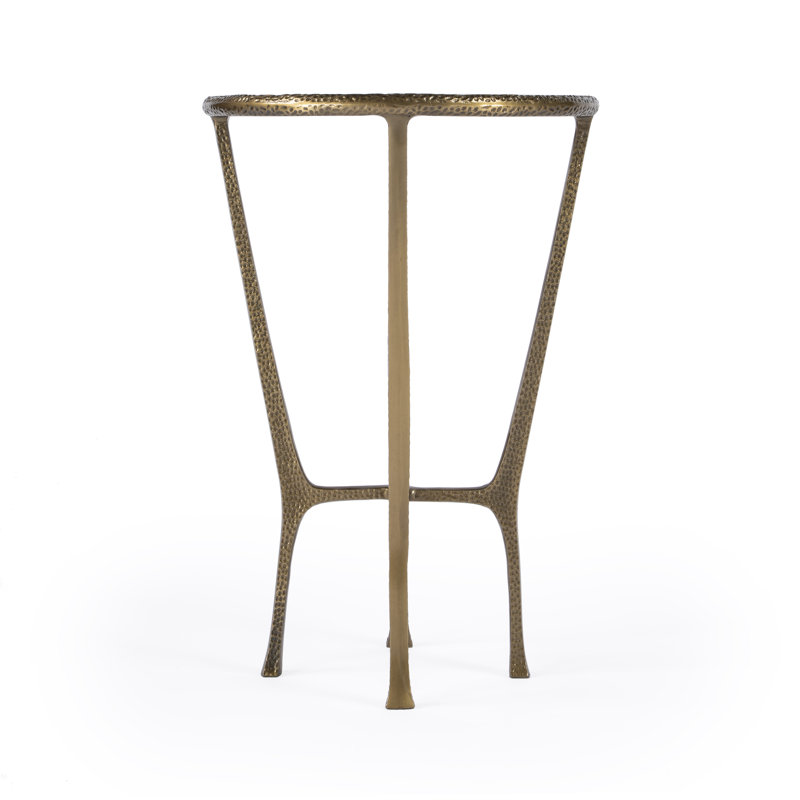 Flavio Metal & Stone Side Table, White