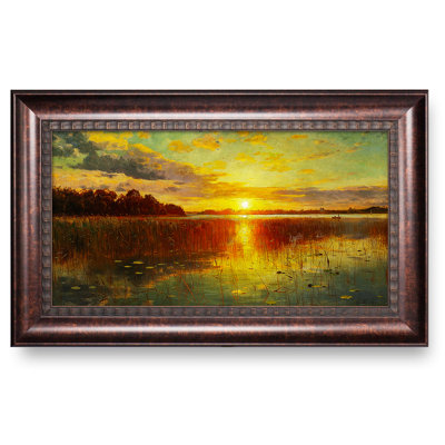 Coucher de soleil sur un fjords danois par Peder Monsted, reproductions d'art classique, estampe numérique encadrée pour HomeDecor, imitation grain de bois
