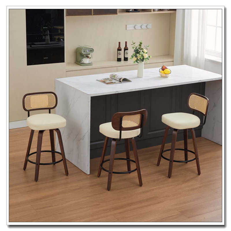 Swivel Counter Height Bar Stools  for Island/Kitchen/Counter/Bar, Beige