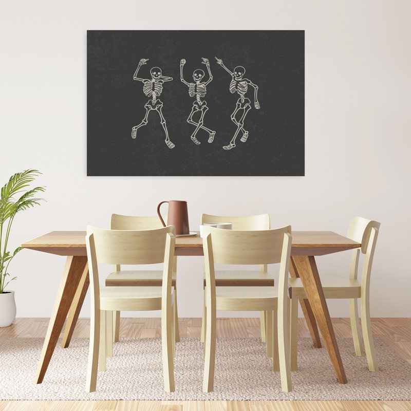 Trois squelettes dansants, impression d'art rétro rétro, H 32 po x l 48 po