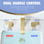 Robinet de lavabo de salle de bain espacé 8 trous à 3 trous, 8 po, acier inoxydable, finition dorée, style contemporain, conception à double levier manuel,