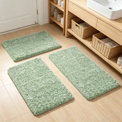 Ensemble de tapis de salle de bain de luxe, tapis de bain en microfibre absorbante douce, tapis de douche antidérapants pour plancher de salle de bain, tapis à poils longs pelucheux à séchage rapide lavables à la machine