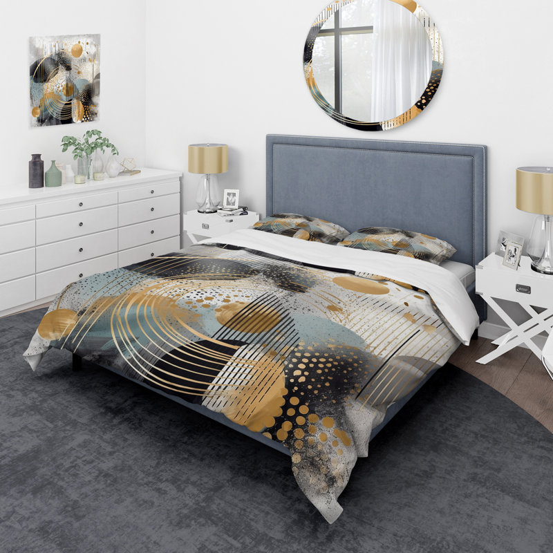 Ensemble de housse de couette moderne et doré Minimalisme II - formes modernes abstraites