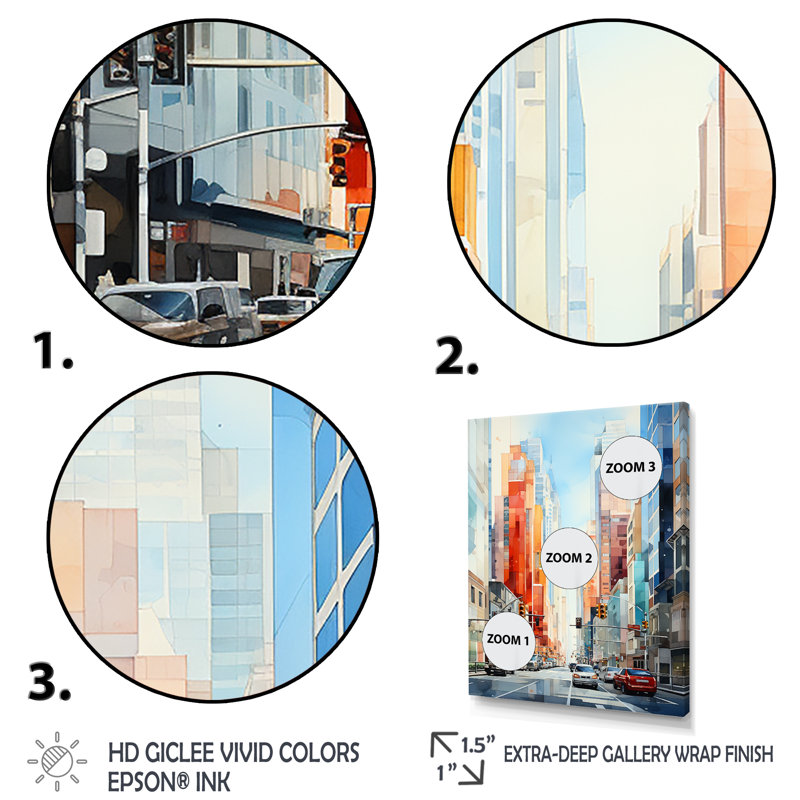 Lamera Skyscrapers Urban Heights VI, reproduction d'art sur toile, H 32 po x l 16 po x P 1 po, Encadrement doré