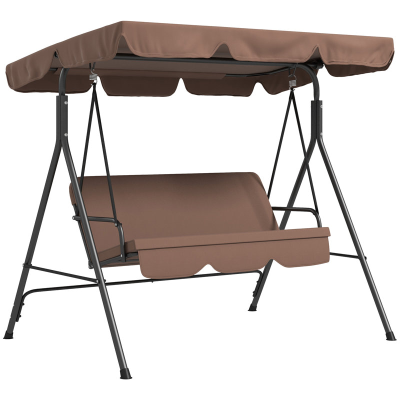 Burgel Porch Swing with Canopy, Black, 153cm H x 172cm W x 110cm D, Brown