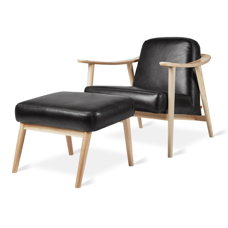 Baltic Armchair, Ash Natural, Saddle Black Genuine Leather