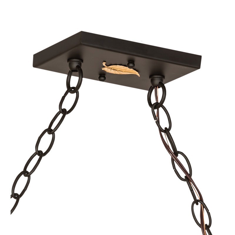 Luminaire suspendu carré / rectangulaire à 6 lumières pour table de billard Ono, Bronze huilé, H 47 po x l 70 po x P 17 po